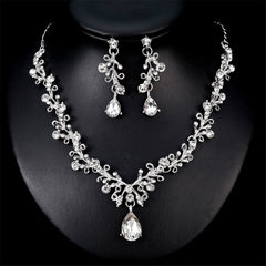Crystal & Cubic Zirconia Botanical Collar Necklace Set