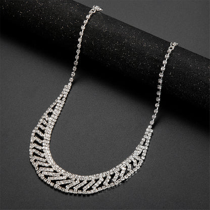 Cubic Zirconia and Silver-Plated Statement Necklace and Drop Earrings, silver drop earrings for women, lifestyle look