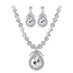 Crystal & Cubic Zirconia Silver-Plated Pendant Necklace & Drop Earrings