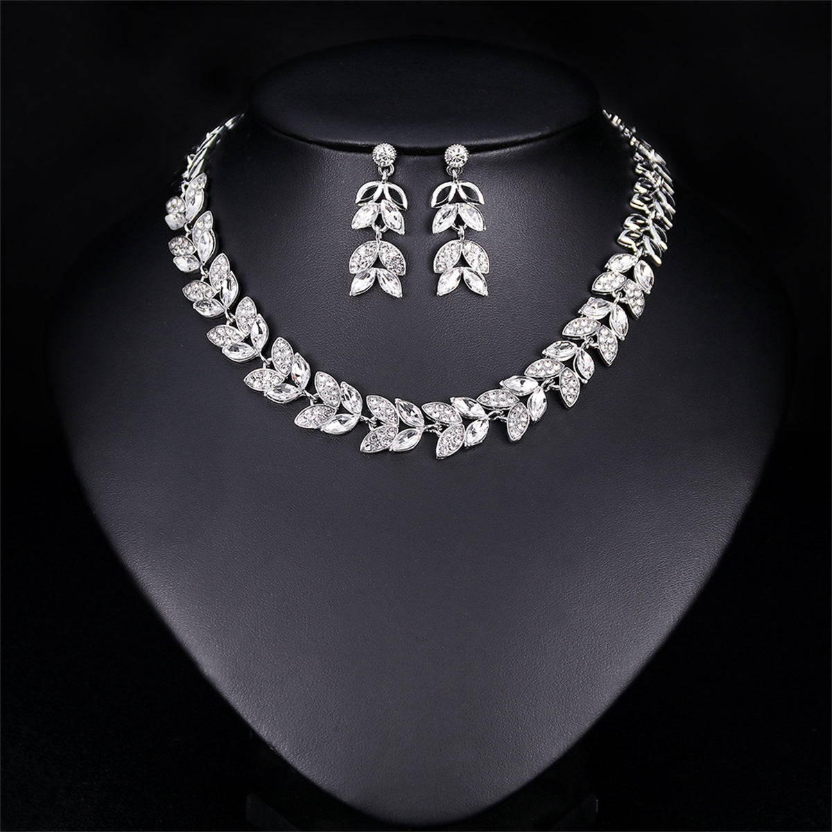 Crystal & Silver-Plated Ear Of Wheat Necklace & Drop Earrings