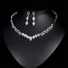 Crystal & Silver-Plated Linked Drop Necklace & Earrings