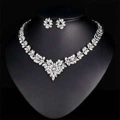 Crystal & Silver-Plated Pear-Cut Pendant Necklace & Drop Earrings