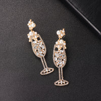 Pearl & Cubic Zirconia Wine Glass Drop Earrings