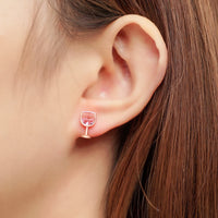 Pink Crystal & 18k Rose Gold-Plated Wine Glass Stud Earrings