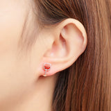 Red Crystal & 18k Rose Gold-Plated Wine Cup Stud Earring