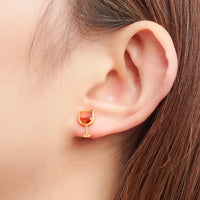Red Crystal & 18k Gold-Plated Wine Cup Stud Earrings