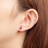 Red Crystal & Silver-Plated Wine Cup Stud Earring
