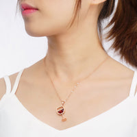 Red Crystal & 18K Rose Gold-Plated Wine Glass Pendant Necklace
