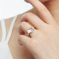 Pink Cubic Zirconia & Pearl Floral Open-Circle Ring