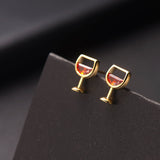 Red Crystal & 18k Gold-Plated Wine Cup Stud Earrings