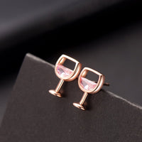 Pink Crystal & 18k Rose Gold-Plated Wine Glass Stud Earrings
