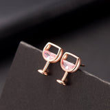 Pink Crystal & 18k Rose Gold-Plated Wine Glass Stud Earrings