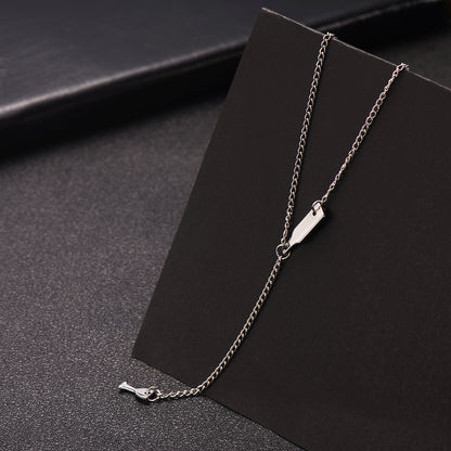 Silver-Plated Wine Lariat Necklace, silver pendant necklace for women, elegant gift for her, front view