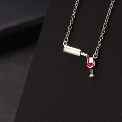 Enamel & Silver-Plated Wine Pendant Necklace