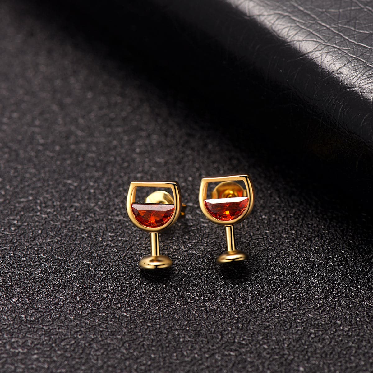 Red Crystal & 18K Gold-Plated Wine Cup Stud Earrings