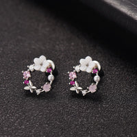 Opal & Cubic Zirconia Butterfly & Floral Stud Earrings
