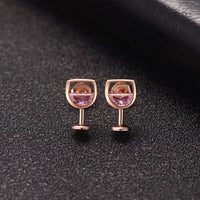 Pink Crystal & 18k Rose Gold-Plated Wine Glass Stud Earrings