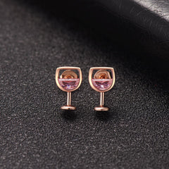 Pink Crystal & 18K Rose Gold-Plated Wine Glass Stud Earrings