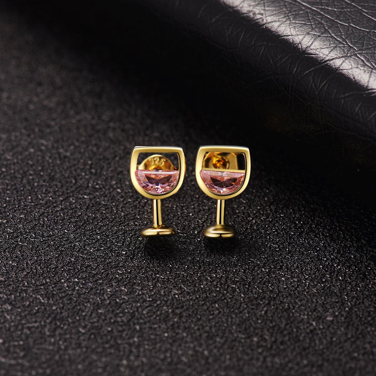 Pink Crystal & 18K Gold-Plated Wine Glass Stud Earrings