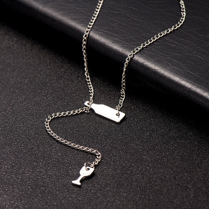 Silver-Plated Wine Lariat Necklace, silver pendant necklace for women, elegant gift for her, styled look