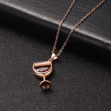 Red Crystal & 18K Rose Gold-Plated Wine Glass Pendant Necklace