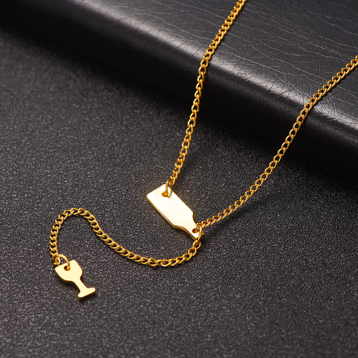 18K Gold-Plated Wine Lariat Necklace, gold pendant necklace for women, elegant gift for her, styled look