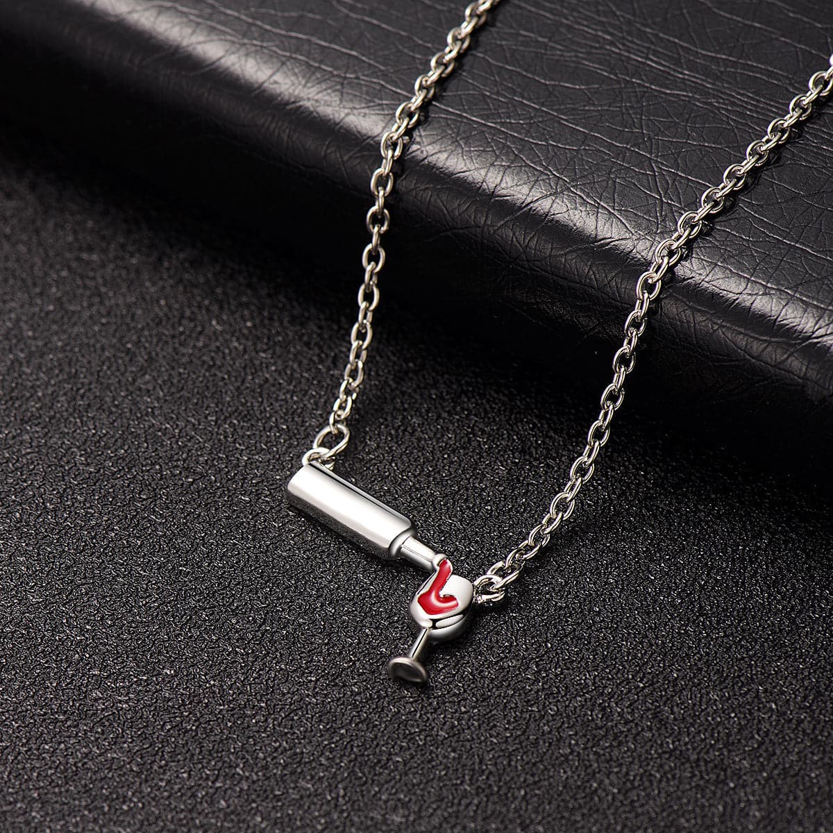 Enamel & Silver-Plated Wine Pendant Necklace