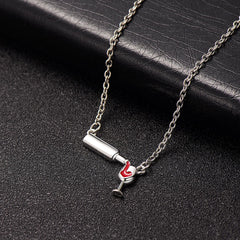 Enamel & Silver-Plated Wine Pendant Necklace