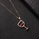 Red Crystal & 18K Rose Gold-Plated Wine Glass Pendant Necklace
