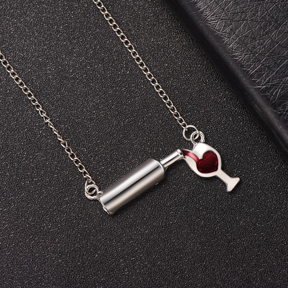 Enamel & Silver-Plated Wine Pendant Necklace
