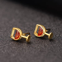 Red Crystal & 18k Gold-Plated Wine Cup Stud Earrings
