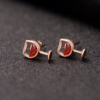 Red Crystal & 18k Rose Gold-Plated Wine Cup Stud Earring