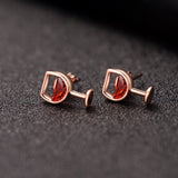 Red Crystal & 18k Rose Gold-Plated Wine Cup Stud Earring