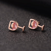 Pink Crystal & 18k Rose Gold-Plated Wine Glass Stud Earrings