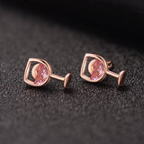 Pink Crystal & 18k Rose Gold-Plated Wine Glass Stud Earrings