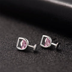 Pink Crystal & Silver-Plated Wine Glass Stud Earrings