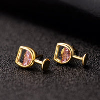 Pink Crystal & 18k Gold-Plated Wine Glass Stud Earrings