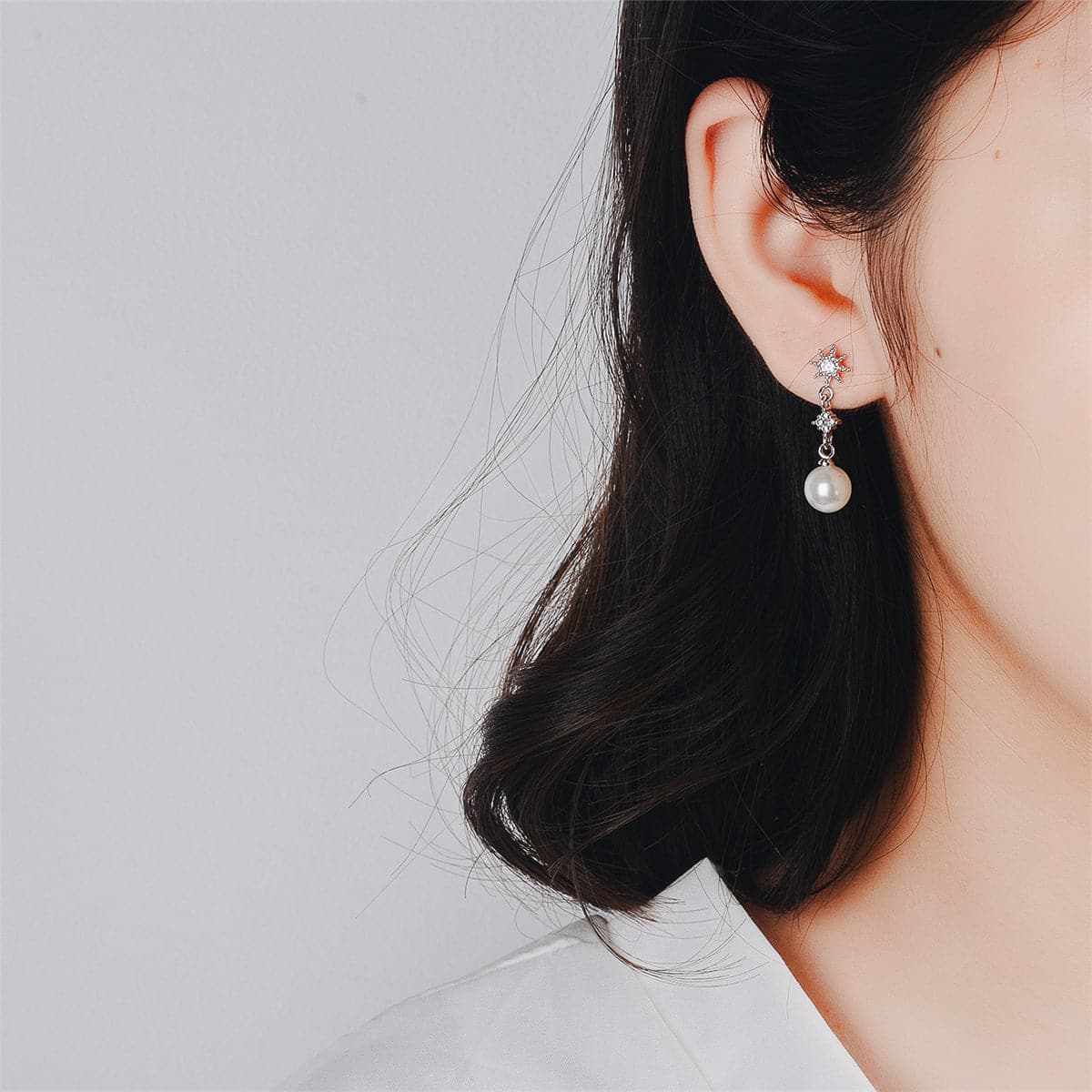 Pearl & Cubic Zirconia Silver-Plated Sun Drop Earrings