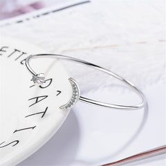 Cubic Zirconia & Silver-Plated Moon Star Cuff