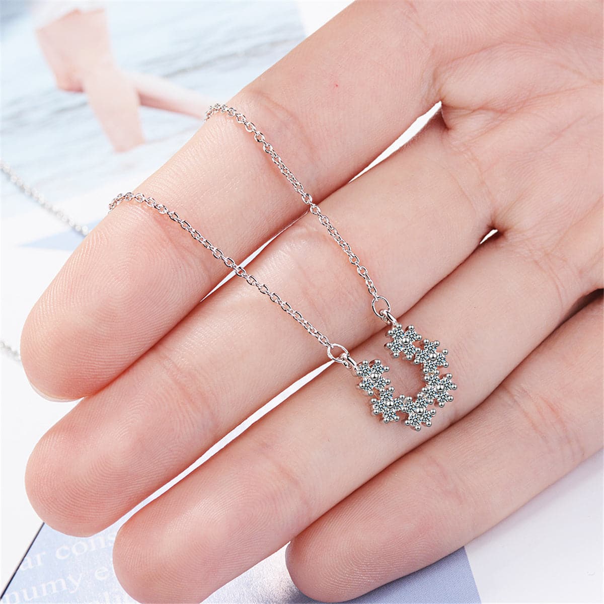 Cubic Zirconia & Silver-Plated Linking Flower Pendant Necklace