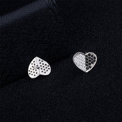 White & Black Cubic Zirconia Heart Stud Earrings