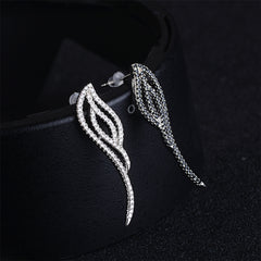 Black & White Cubic Zirconia Wing Drop Earrings