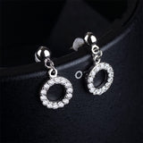 cubic zirconia & Fine Silver-Plated Ring Drop Earrings - streetregion