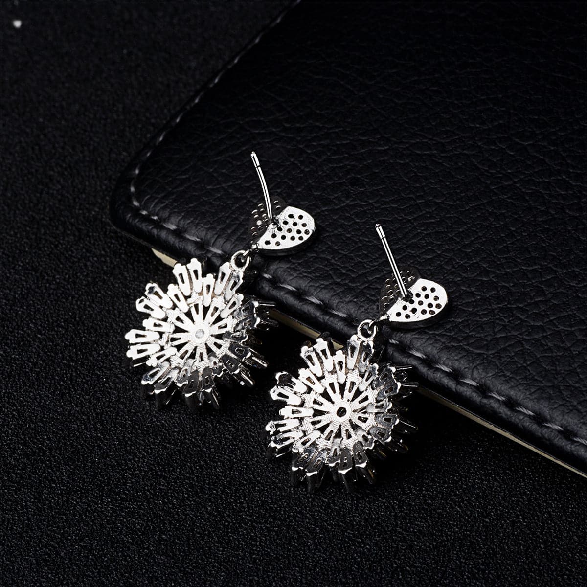 cubic zirconia & Fine Silver-Plated Heart Firework Drop Earrings - streetregion
