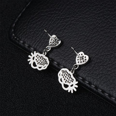 Cubic Zirconia & Silver-Plated Heart Charm Drop Earrings