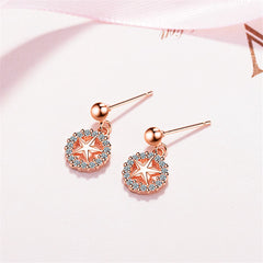 cubic zirconia & 18k Rose Gold-Plated Star & Circle Drop Earrings - streetregion