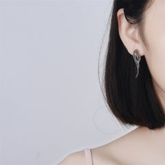Black & White Cubic Zirconia Wing Drop Earrings