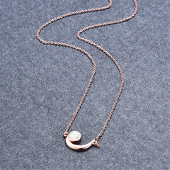 Opal & 18K Rose Gold-Plated Crescent Moon Pendant Necklace