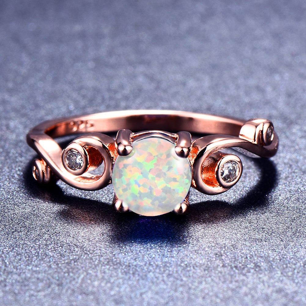 Opal and Cubic Zirconia Wave Ring, statement rings for women, everyday style, side view