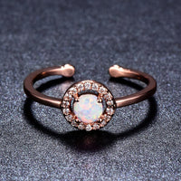 Opal & 18k Rose Gold-Plated Halo Open Ring
